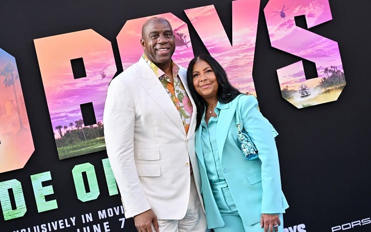 HOLLYWOOD, CALIFORNIA - MAY 30: Magic Johnson and Cookie Johnson attend the Los Angeles Premiere of Columbia Pictures' "Bad Boys: Ride or Die" at TCL Chinese Theatre on May 30, 2024 in Hollywood, California. (Photo by Axelle/Bauer-Griffin/FilmMagic)