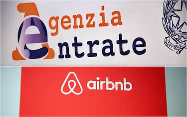 loghi di agenzia delle entrate e airbnb
