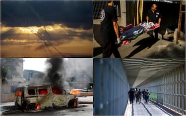 collage con immagini di guerra in Israele 
