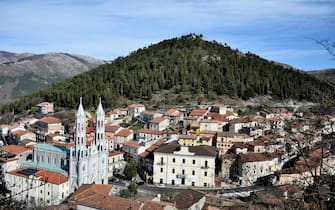 Panoramic view of Montesano sulla Marcellana, an old town in the province of Salerno.
