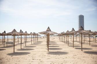 Ombrelloni sulla spiaggia di Rimini