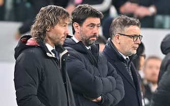 Pavel Nedved and Andrea Agnelli during the italian Serie A soccer match Juventus FC vs Udinese Calcio at the Allianz Stadium in Turin, Italy, 7 January 2023. ANSA/ALESSANDRO DI MARCO