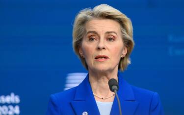 Mandatory Credit: Photo by Jonathan Raa/NurPhoto/Shutterstock (15026802z)
European Commission President Ursula von der Leyen talks to the press at the end of the summit. EU leaders meet in Brussels, Belgium, on December 19, 2024, to discuss Ukraine, the EU in the world, the Middle East, resilience and preparedness, migration, and foreign policy issues.
Joint Press Conference - Antonio Costa - Ursula Von Der Leyen - Victor Orban, Brussels, Belgium - 20 Dec 2024