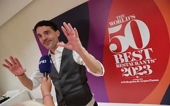 epa10702965 Chef of Peruvian restaurant 'Central' Virgilio Martinez after receiving the World Best Restaurant award during the World's 50 Best Restaurants gala held in Valencia, Spain, 20 June 2023. The World's 50 Best Restaurants gala awards the 50 best restaurants and chefs of the world.  EPA/Manuel Bruque