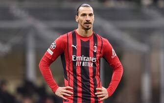 MILAN, ITALY - DECEMBER 07: Zlatan Ibrahimovic of AC Milan during the UEFA Champions League group B match between AC Milan and Liverpool FC at Giuseppe Meazza Stadium on December 7, 2021 in Milan, Italy. (Photo by JustPicturesPlus/Just Pictures/Sipa USA)