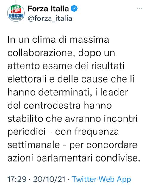 La nota del centrodestra