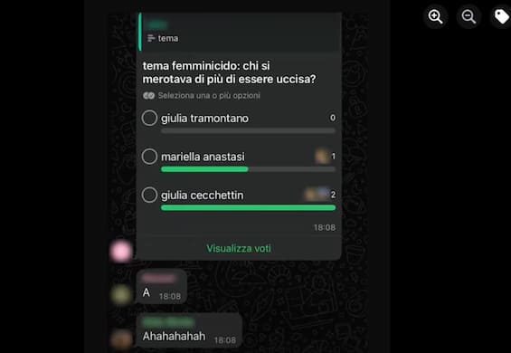 Femminicidi, sondaggio choc in chat di studenti: "Chi meritava di più di essere uccisa?"