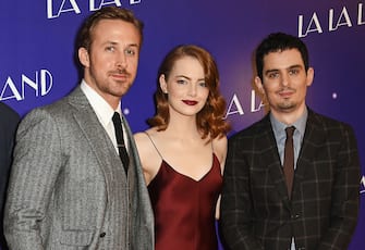 LONDON, ENGLAND - JANUARY 12:  (L to R) Ryan Gosling, Emma Stone and director Damien Chazelle attend the "La La Land" Gala Screening at The Ham Yard Hotel on January 12, 2017 in London, England.  (Photo by David M. Benett/Dave Benett/WireImage)