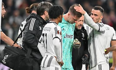 Juventus' Woiciech Szczesny during the first leg of the UEFA Europa League quarter-finals soccer match Juventus FC vs Sporting Lisbona at the Allianz Stadium in Turin, Italy, 13 april 2023 ANSA/ALESSANDRO DI MARCO