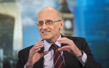 Andrea Enria, chairman of the European Banking Authority, gestures while speaking during a Bloomberg Television interview in London, U.K., on Wednesday, March 21, 2018. Europe's banks will face few problems complying with a new global floor on capital, according to the region's top regulator. Photographer: Simon Dawson/Bloomberg via Getty Images