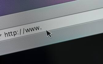 Close up of domain link on computer screen