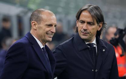 FC Inter Milan's coach Simone Inzaghi and Juventus FC's coach Massimiliano Allegri prior to  the Italian Serie A soccer match between FC Inter Milan and Juventus FC at Giuseppe Meazza stadium in Milano, Italy, 19 March 2023. ANSA / ROBERTO BREGANI