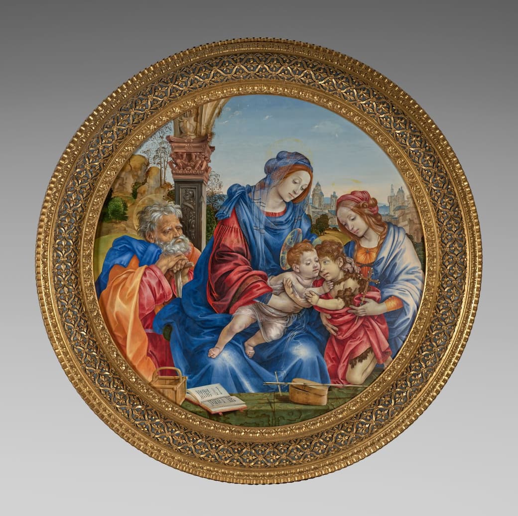 The Holy Family with Saint John the Baptist and Saint Margaret, c. 1488–93. Filippino Lippi (Italian, c. 1457–1504). Tempera and oil on wood; diam. 153 cm. 