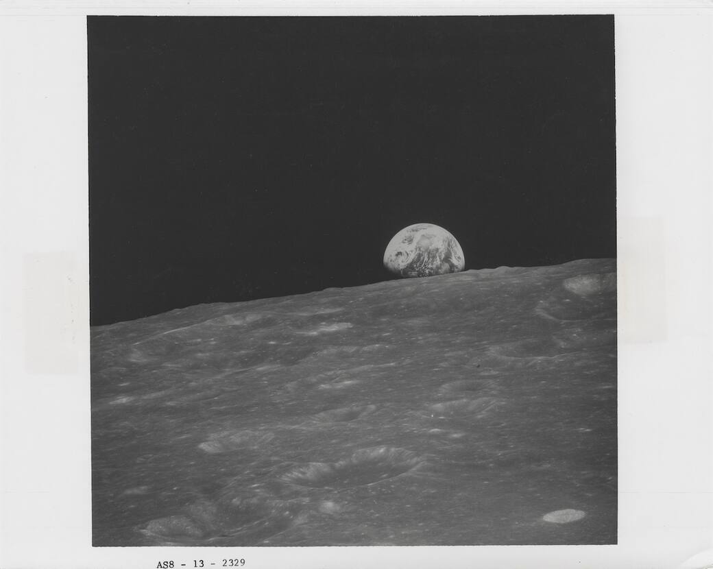 The first-ever photograph of Earthrise captured by William Anders during Apollo 8 (Estimate €12,000 - €18,000)