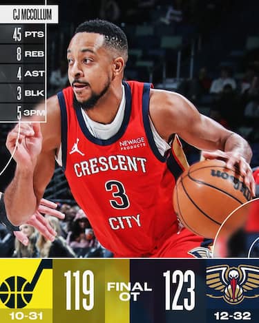 NEW ORLEANS PELICANS-UTAH JAZZ 123-119 (OT)