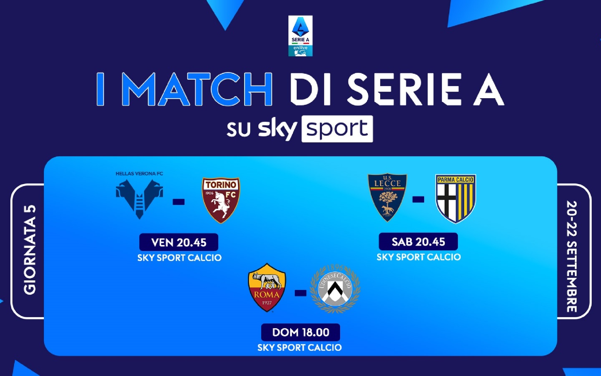 Il calendario della 5^ giornata di Serie A