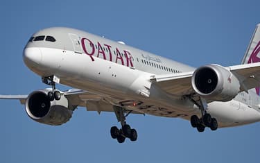 A Boeing 787-9 Dreamliner from Qatar Airways is landing at Barcelona Airport in Barcelona, Spain, on February 28, 2023. -- (Photo by Urbanandsport/NurPhoto)