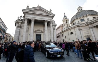Un momento alla Chiesa degli Artisti durante i funerali di Antonello Fassari, Roma, 8 Aprile 2025. ANSA/GIUSEPPE LAMI