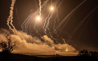 This picture taken from the Israeli side of the border with the Gaza Strip on November 2, 2023, shows Israeli bombardment in the Gaza Strip, amid ongoing battles between Israel and the Palestinian Hamas movement. One month after Israel was wracked by Hamas attacks, life has been upended for both the Palestinians and Israel after it launched a war of reprisal in the Gaza Strip. The October 7 attacks by Hamas militants who stormed across from Gaza and struck kibbutzim and southern Israeli areas killed 1,400 people, mostly civilians, and deeply scarred the nation. The health ministry in Hamas-run Gaza says nearly 9,500 have been killed, two-thirds of them women and children, and mostly civilians. (Photo by FADEL SENNA / AFP)
