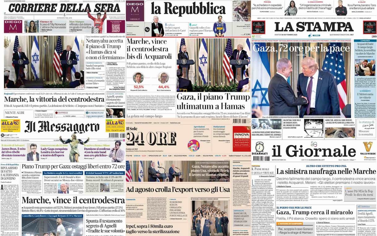 Le prime pagine dei quotidiani di oggi 30 settembre: la rassegna stampa Le prime pagine dei quotidiani di oggi 30 settembre: la rassegna stampa
