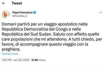 twitter di papa francesco