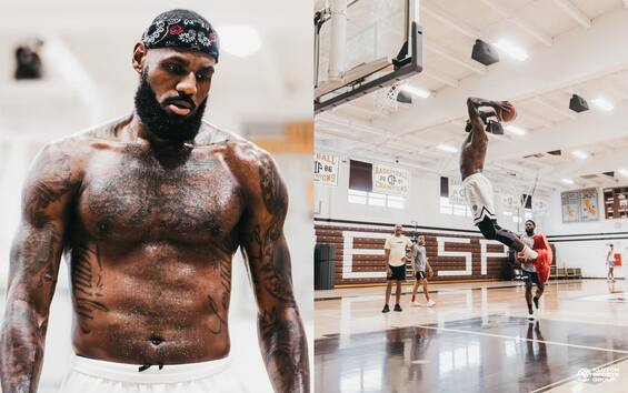 パリ大会に向けて練習中のNBA、レブロン・ジェームス。 写真