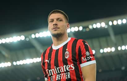 Milan's Luka Jovic portrait  during  Udinese Calcio vs AC Milan, Italian soccer Serie A match in Udine, Italy, April 11 2025