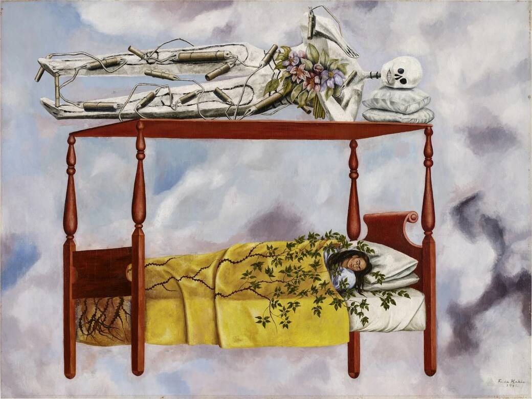 Frida Kahlo, El sueño (La cama), 1940. Courtesy Sotheby's www.sothebys.com (via Artribune)