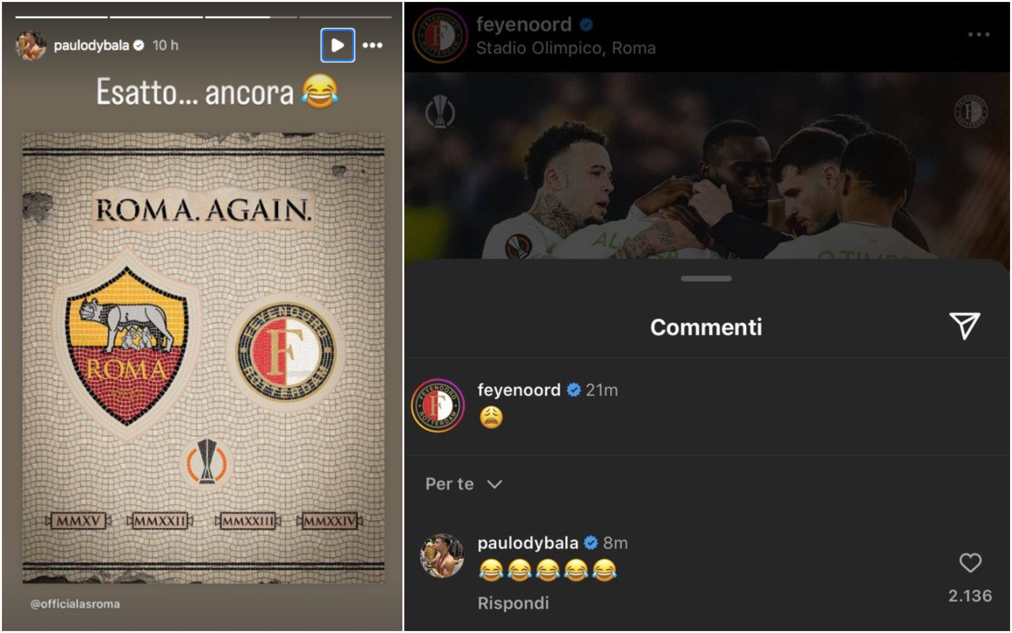 Le mosse social di Dybala: le emoji divertite e la stories della Roma ripostata Le mosse social di Dybala: le emoji divertite e la stories della Roma ripostata