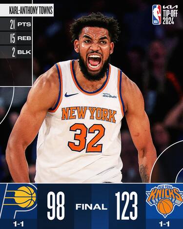 NEW YORK KNICKS-INDIANA PACERS 123-98