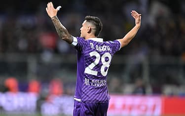 Fiorentina's defender Martinez Quarta celebrate after scoring a goal during Serie A soccer match ACF Fiorentina vs US Sassuolo at Artemio Franchi Stadium in Florence, Italy, 28 April 2024
ANSA/CLAUDIO GIOVANNINI