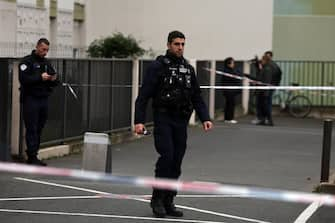 epa11044463 French police secure the areas of a building where five bodies were found dead in Meaux, near Paris, France, 26 December 2023. Five bodies, of a mother and her four children were found dead by French police in an apartment on the evening of 25 December. Jean-Baptiste Bladier, the local prosecutor confirmed that a homicide investigation has been launched after the five bodies were found.  EPA/Christophe Petit Tesson