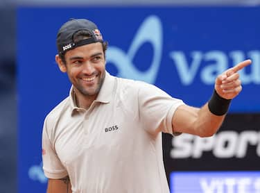 Gstaad Switzerland, 07 21 2024: Matteo Berrettini (ITA) wins final against Quentin Halys (FRA) during EFG Swiss Open.  during  EFG Swiss Open Gstaad, International Tennis match in Gstaad, Switzerland, July 21 2024