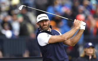 USA's Dustin Johnson tees off the 3rd during day two of The Open at Royal Liverpool, Wirral. Picture date: Friday July 21, 2023.