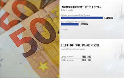 Salario minimo, in Italia 4,6 mln di lavoratori sotto i 9 euro all'ora