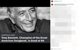 Il post di Carole King dedicato a Tony Bennett