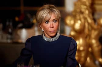 epa10872951 Brigitte Macron, wife of French President Emmanuel Macron, attends a state dinner in the Hall of Mirrors at the Palace of Versailles, in Versailles, near Paris, France, 20 September 2023, on the first day of a state visit to the country. The British royal couple's three-day state visit was initially planned for March 2023 and postponed due to widespread demonstrations in France against the government's pension reforms.  EPA/BENOIT TESSIER / POOL  MAXPPP OUT