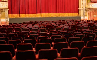 Empty chairs in theater
