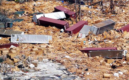 BAY ST. LOUIS, MISSISSIPPI - OCTOBER 05: Damage from Hurricane Katrina is seen from this aerial view in Bay St. Louis, Miss. on Wednesday, Oct. 5, 2005. (Jane Tyska/Digital First Media/East Bay Times via Getty Images)