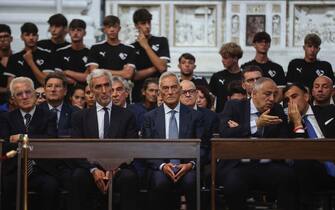 funerali totò schillaci Grabriele Gravina presidente della FIGC al funerale di Totò Schillaci in Catedrale, 20 settembre 2024. ANSA/IGOR PETYX