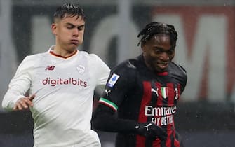 Roma s Pauolo Dybala (L) challenges for the ball  AC Milan s Rafael Leao during the Italian serie A soccer match between AC Milan and As Roma at Giuseppe Meazza stadium in Milan, 8 January 2022.
ANSA / MATTEO BAZZI