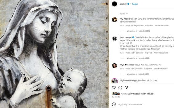 Banksy, lo street artist condivide sui social l'ultima opera ispirata alla  Madonna col bambino | Sky TG24