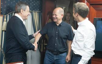 Mario Draghi, Emmanuel Macron e Olaf Scholz