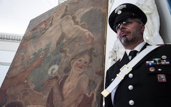 Un momento della presentazione di  'Ludovico David: Un ritrovamento, una restituzione', presso la Caserma Giacomo Acqua, Roma, 16 maggio 2023. ANSA/ANGELO CARCONI