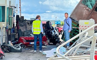 Rosignano, Livorno, casello autostradale Incidente mortale, 3 vittime . ANSA/NOVI
