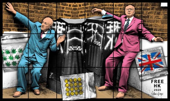 "FREE HK", 2020, 227 x 380 cm © Gilbert & George. Courtesy Gilbert & George and White Cube