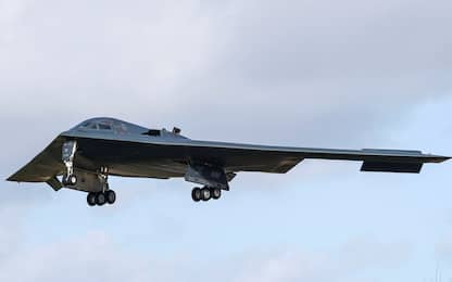 A US Air Force B-2 Spirit stealth bomber lands at RAF Fairford in Goucestershire. (Photo by Steve Parsons/PA Images via Getty Images)