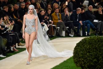 PARIS, FRANCE - JANUARY 22: Vittoria Ceretti walks the runway during the Chanel Spring Summer 2019 show as part of Paris Fashion Week on January 22, 2019 in Paris, France. (Photo by Peter White/Getty Images)
