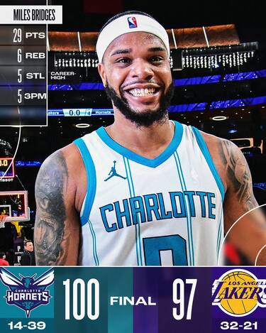 LOS ANGELES LAKERS-CHARLOTTE HORNETS 97-100