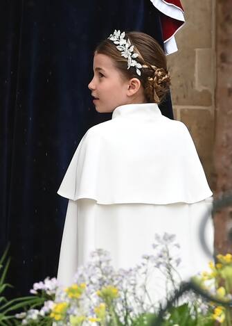 LONDON, ENGLAND - MAY 06: Princess Charlotte of Wales arrives at Westminster Abbey during the Coronation of King Charles III and Queen Camilla on May 06, 2023 in London, England. The Coronation of Charles III and his wife, Camilla, as King and Queen of the United Kingdom of Great Britain and Northern Ireland, and the other Commonwealth realms takes place at Westminster Abbey today. Charles acceded to the throne on 8 September 2022, upon the death of his mother, Elizabeth II. (Photo by Stuart C. Wilson/Getty Images)